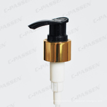 Plastic Lotion Pump Covered with Golden and Silver Aluminum
